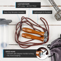 MRX Weighted Leather Jump Rope Heavy Duty Wood HandleMRX ProductsJump RopesEstaliosFit584-BRN