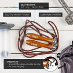 MRX Weighted Leather Jump Rope Heavy Duty Wood HandleMRX ProductsJump RopesEstaliosFit584-BRN