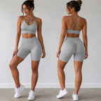 Women's Activewear Set – V – Back Sports Bra & Shorts