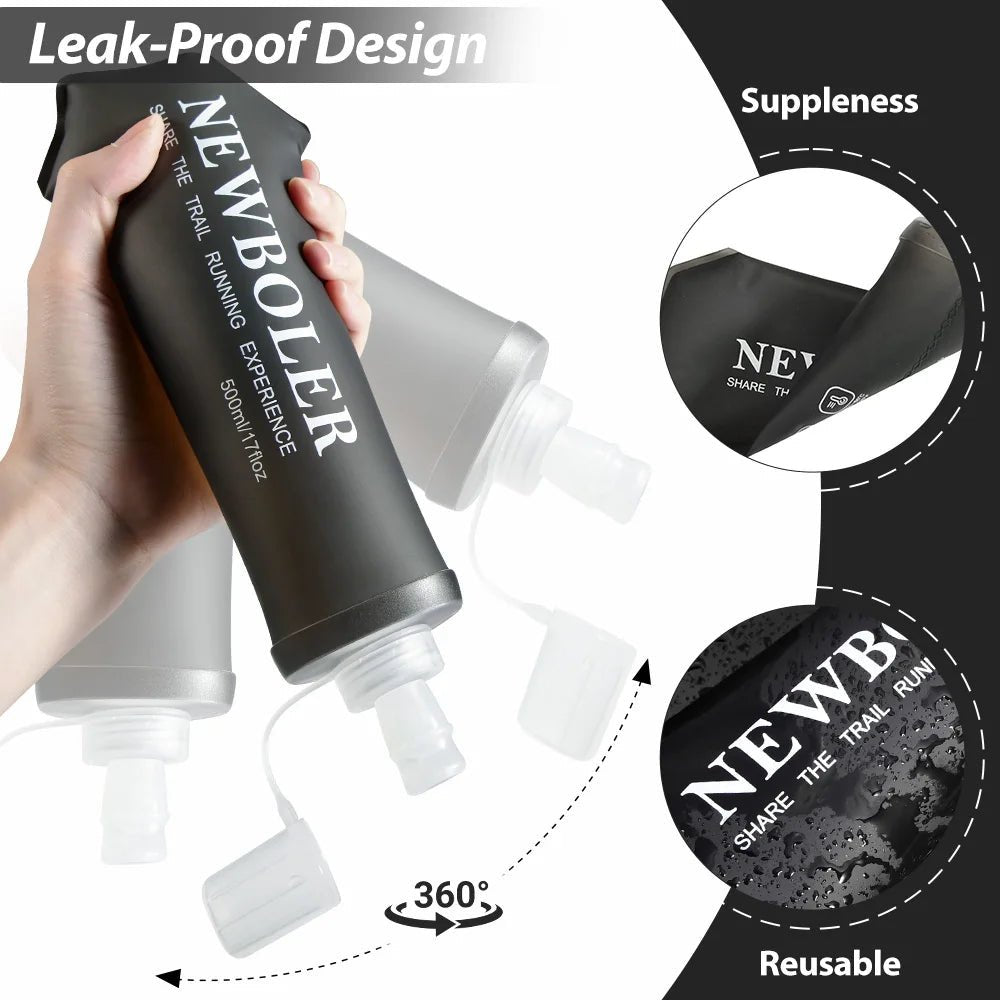 NEWBOLER Water Bottle TPU Folding Soft Flask Sport Water Bottle 150/250/500ml Collapsible Water Bottle Running Camping HikingEstaliosFitEstaliosFit183652113;20260421;1776809358K7DFe