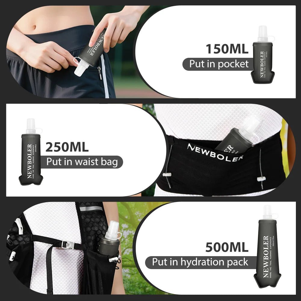 NEWBOLER Water Bottle TPU Folding Soft Flask Sport Water Bottle 150/250/500ml Collapsible Water Bottle Running Camping HikingEstaliosFitEstaliosFit183652113;20260421;1776809358K7DFe