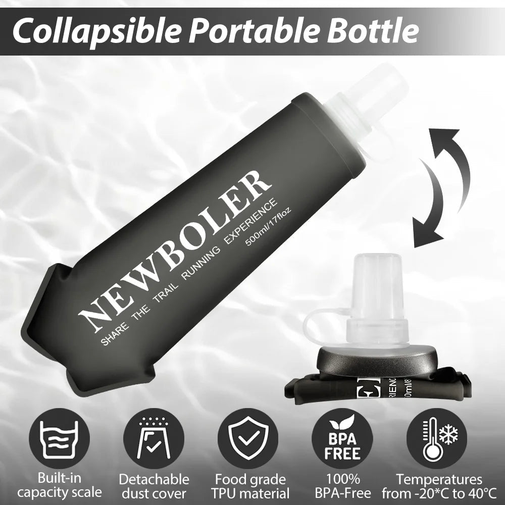 NEWBOLER Water Bottle TPU Folding Soft Flask Sport Water Bottle 150/250/500ml Collapsible Water Bottle Running Camping HikingEstaliosFitEstaliosFit183652113;20260421;1776809358K7DFe