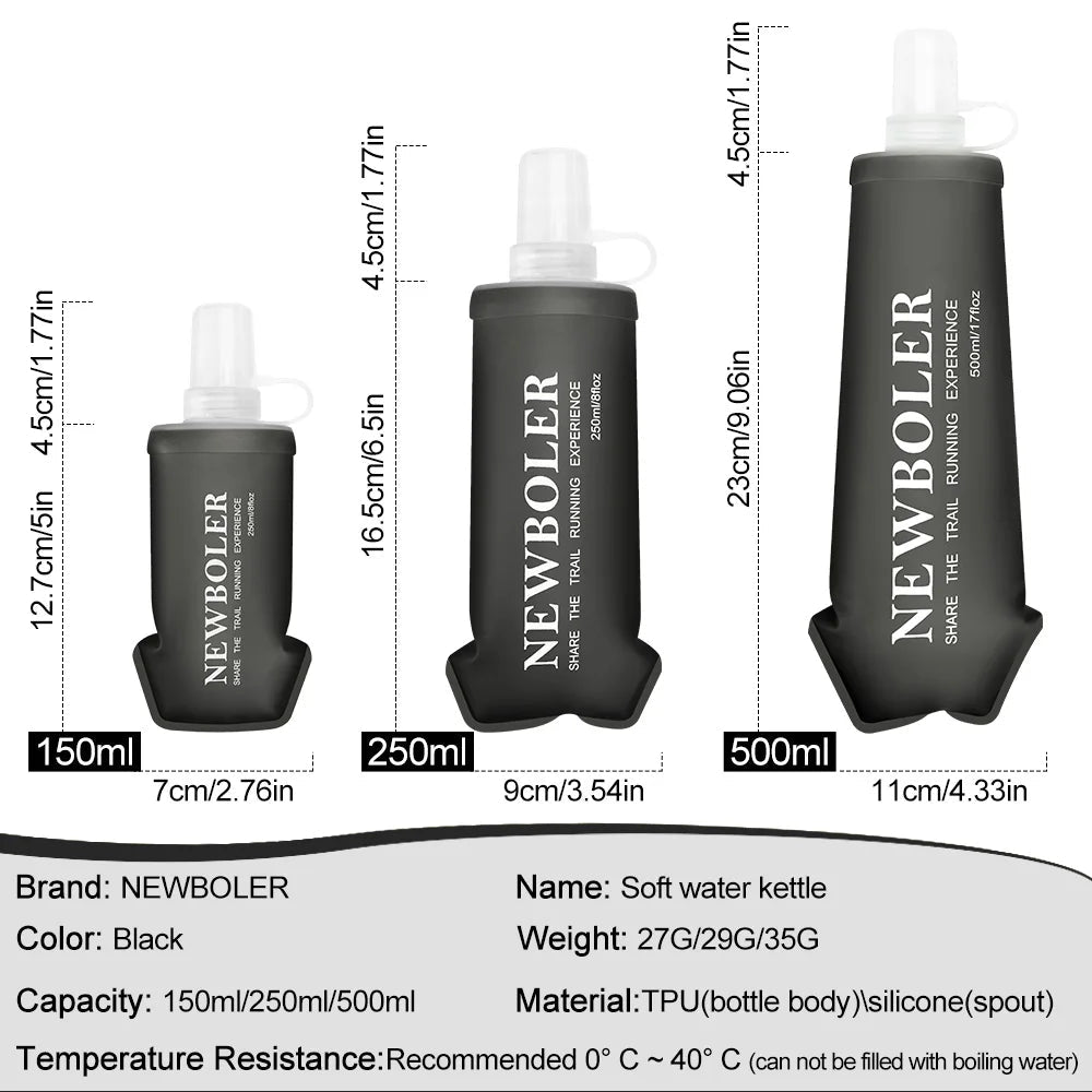 NEWBOLER Water Bottle TPU Folding Soft Flask Sport Water Bottle 150/250/500ml Collapsible Water Bottle Running Camping HikingEstaliosFitEstaliosFit183652113;20260421;1776809358K7DFe