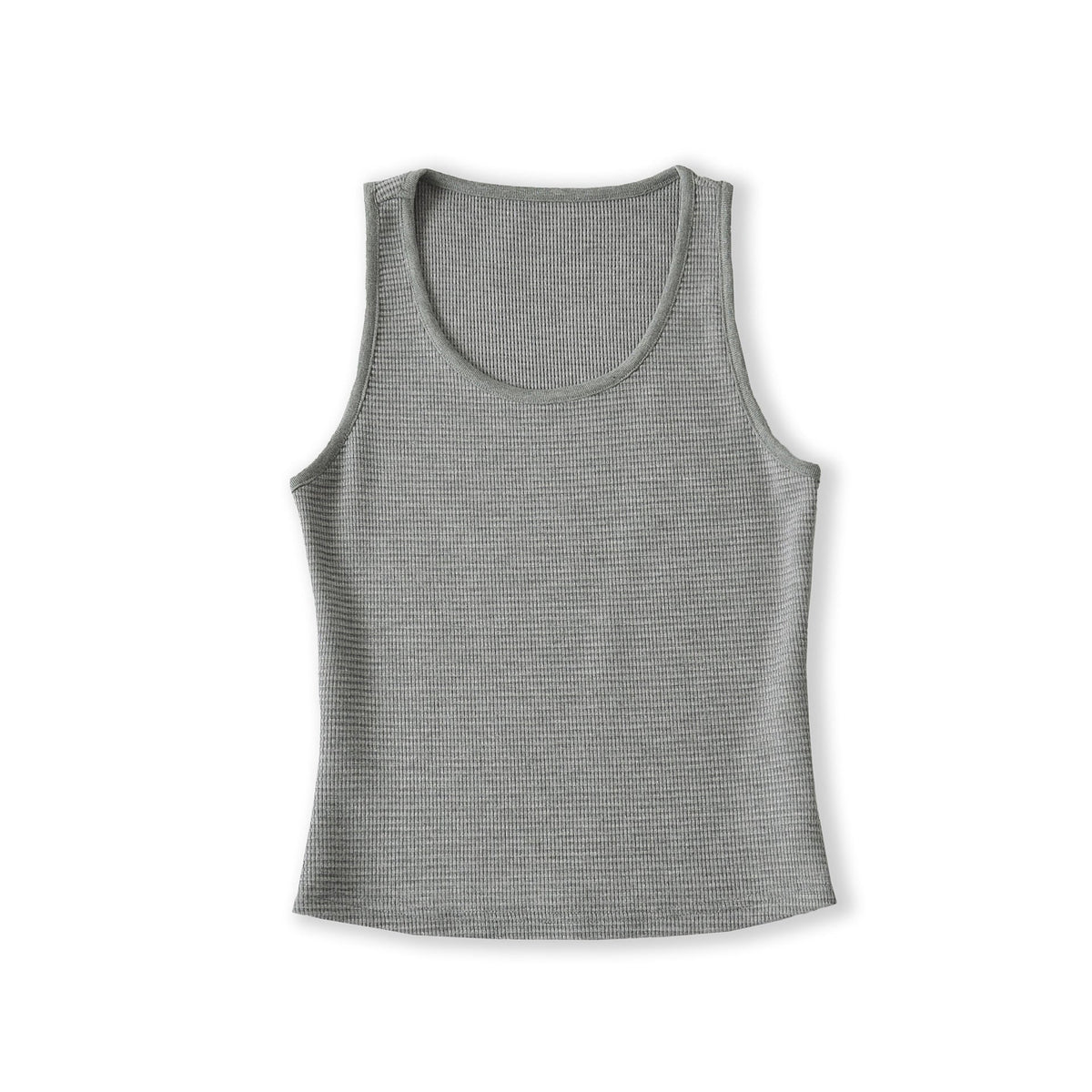 Round neck sleeveless fitness and casual waffle vest.