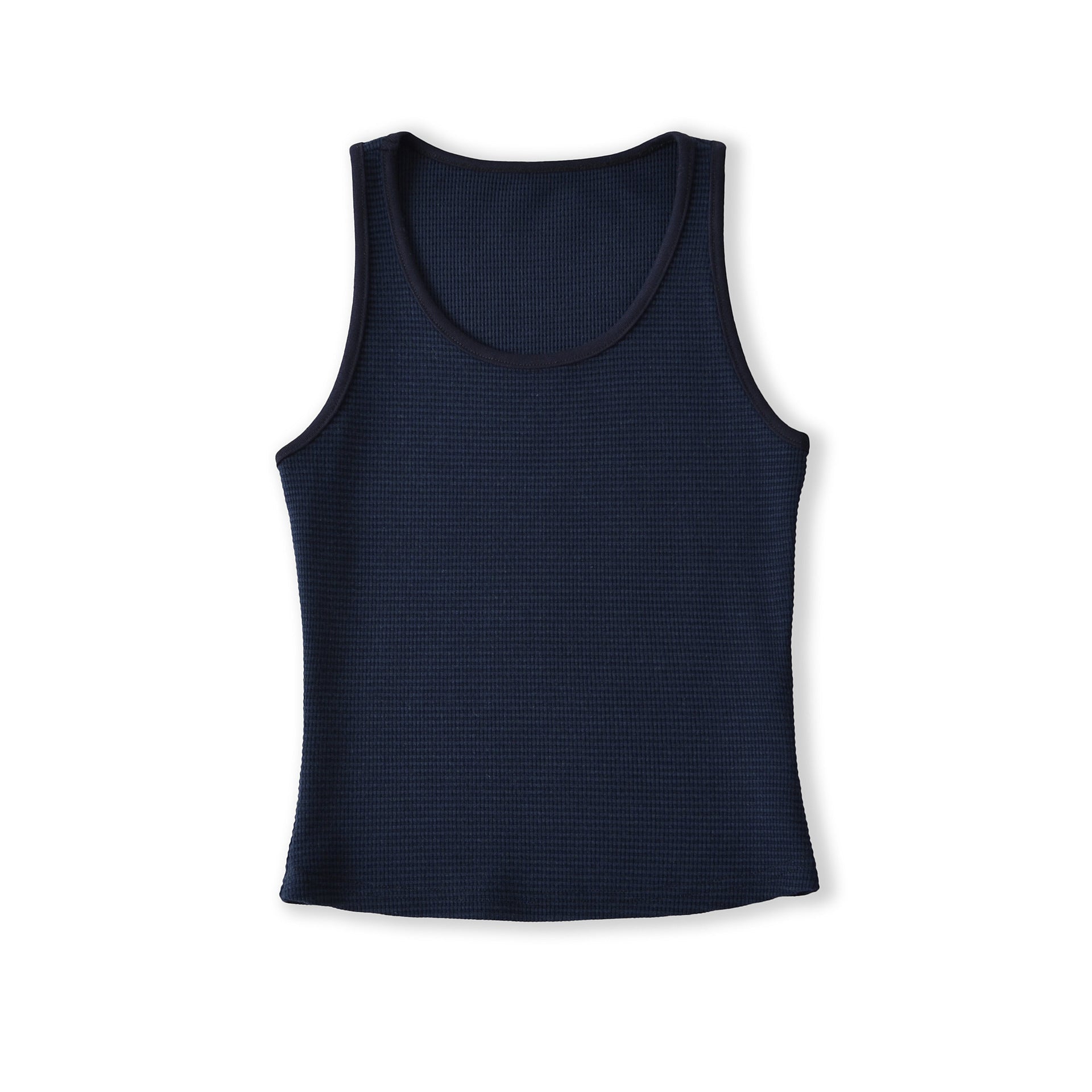 Round neck sleeveless fitness and casual waffle vest.