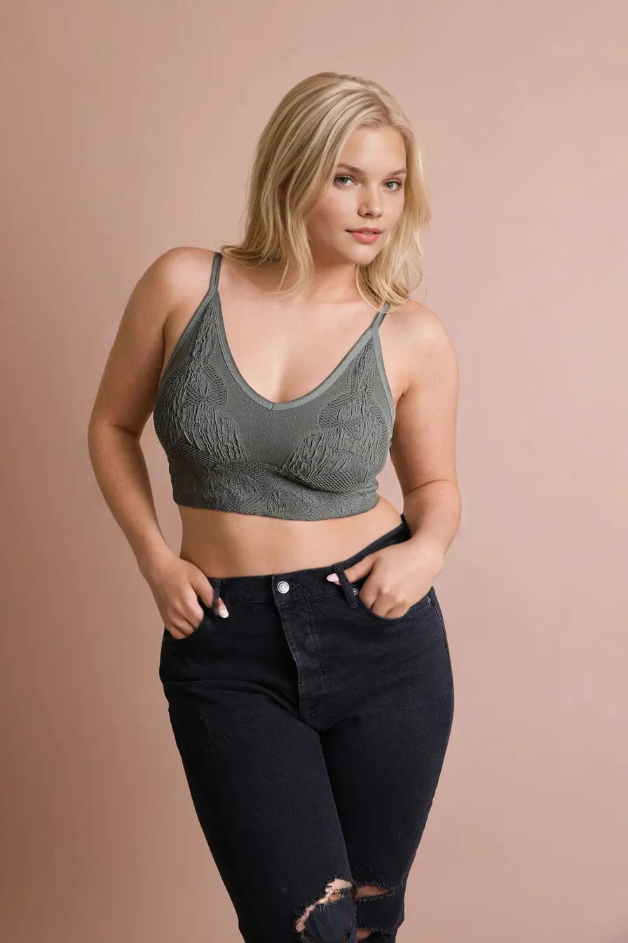 Plus – Size Brami Top – Seamless Padded Texture