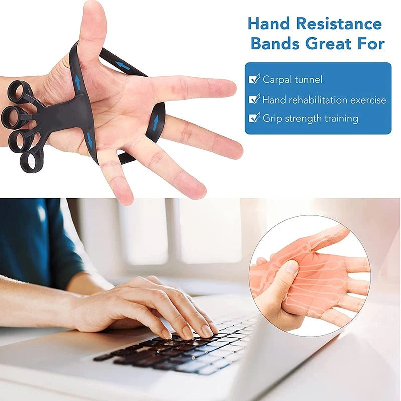 Silicone Hand Grip Device Finger Exercise Hand Strengthener Stretcher Hand Trainer Rehabilitation Training Equipment Muscle Tool.