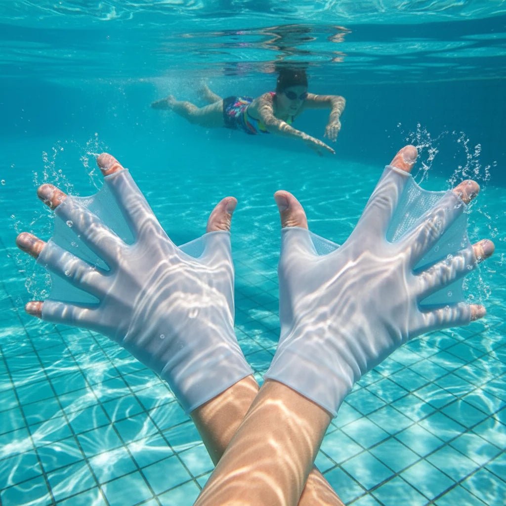 Half-Finger Swim Paddle Gloves – Silicone Pool Training Fins