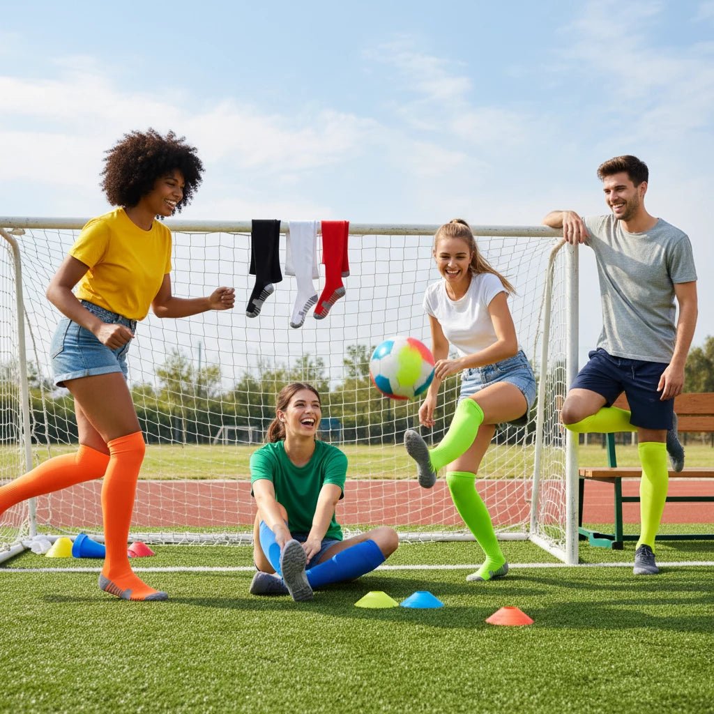 Over-the-Calf Sports Socks – Striped Athletic Socks