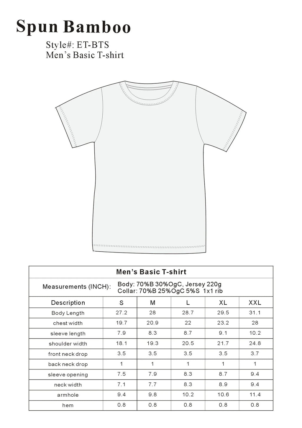 The Original Men's Bamboo Viscose/Organic Cotton Short Sleeve T-Shirt - Classic Cut