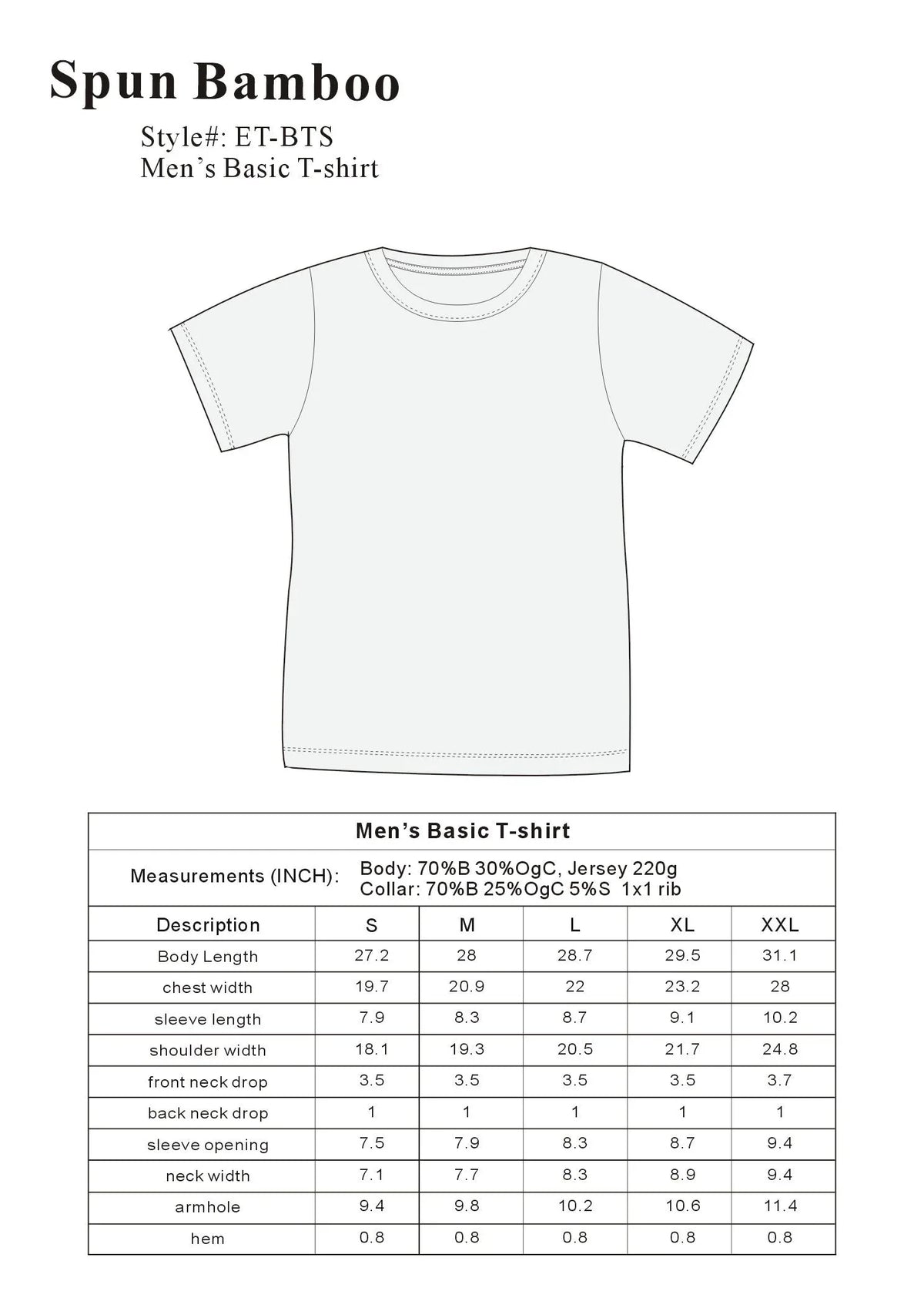 The Original Men's Bamboo Viscose/Organic Cotton Short Sleeve T-Shirt - Classic Cut