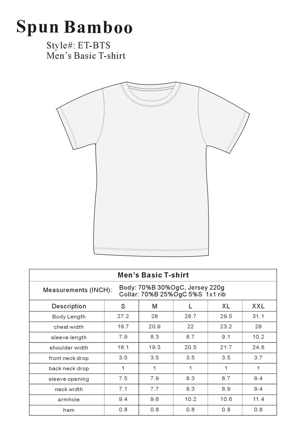 Clearance Men's Bamboo Short Sleeve T-Shirt - Classic Cut - product view 16