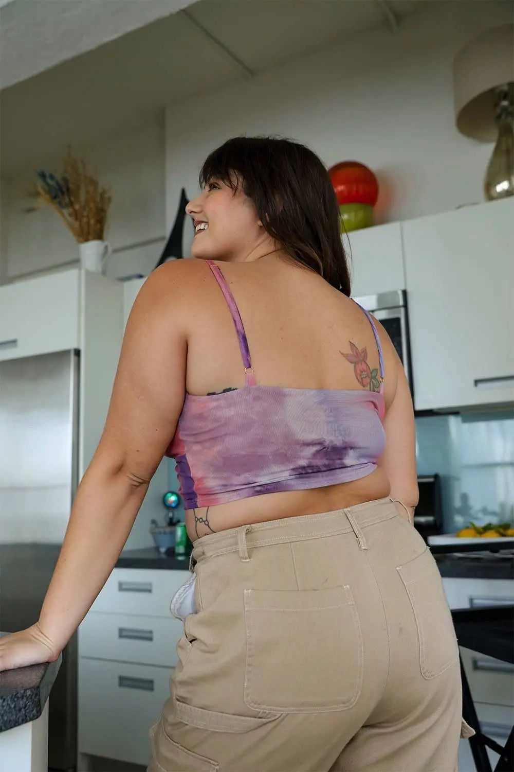 Plus – Size Brami Top – Tie – Dye Mesh Keyhole