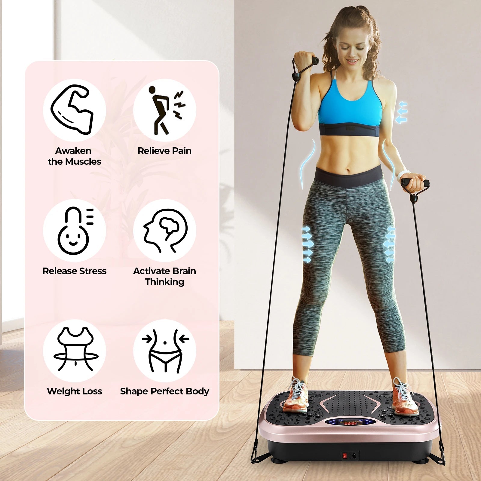 Vibration Plate Exercise Machine – With Resistance Bands