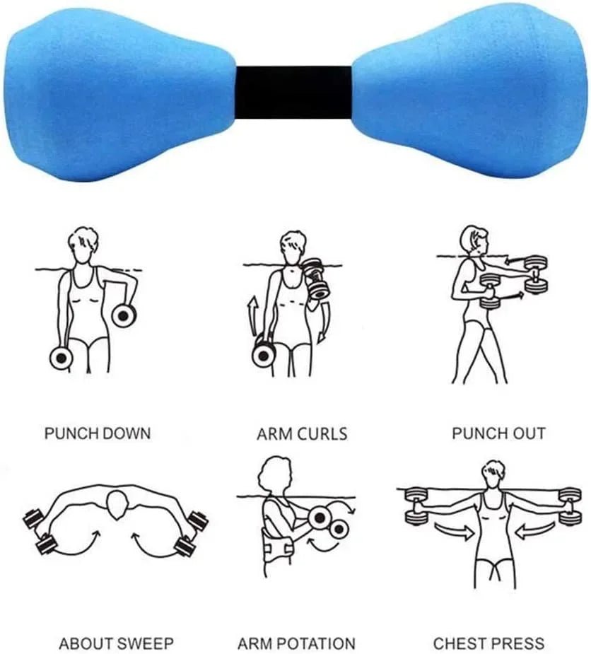 Water Dumbbells Aquatic Exercise Pool Fitness Equipment Blue Foam Water Aerobic Exercise Fitness Equipment.