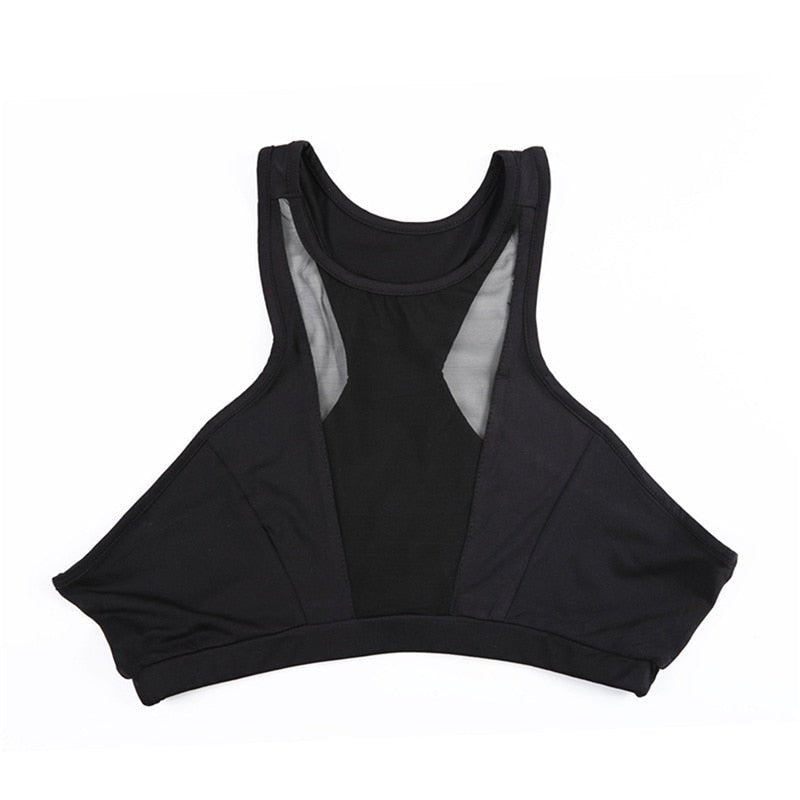 Women's Black Mesh Yoga Tank Top — Workout Sport Top.