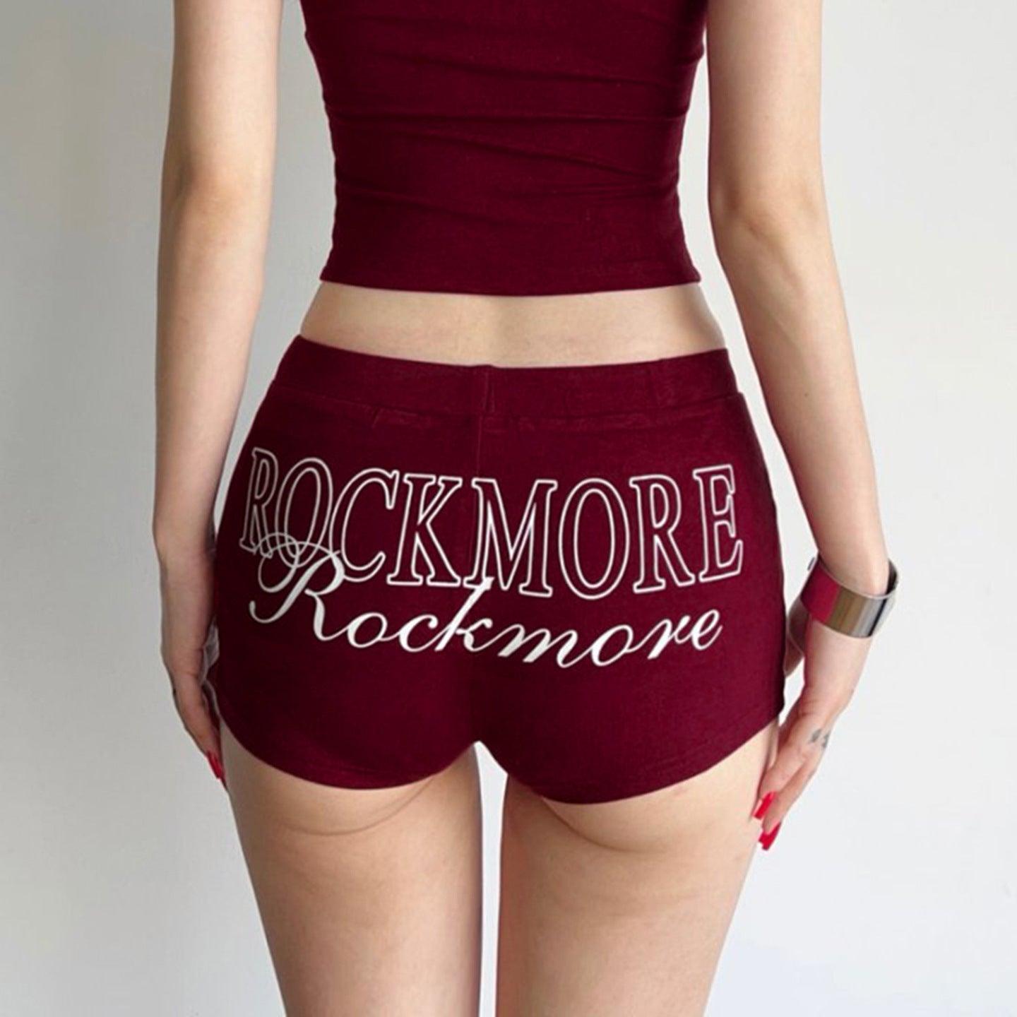 Women's Letter Print Yoga Shorts.
